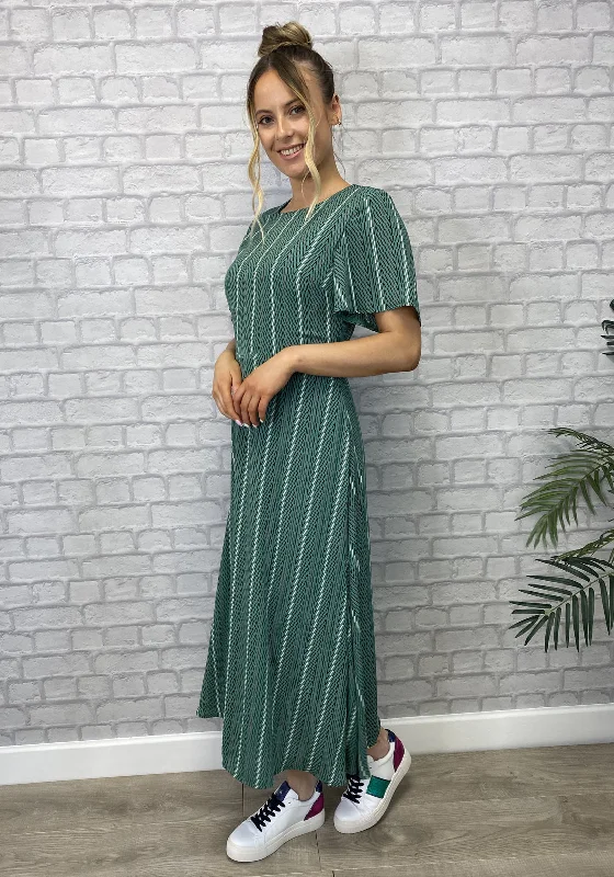 Seventy1 Printed A-Line Midi Dress, Green Fashionable A-Line Midi Dress