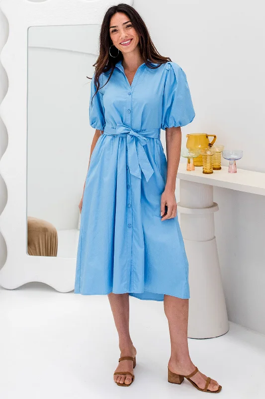 Shannon Midi Dress Blue Comfortable Stretch Midi Dress