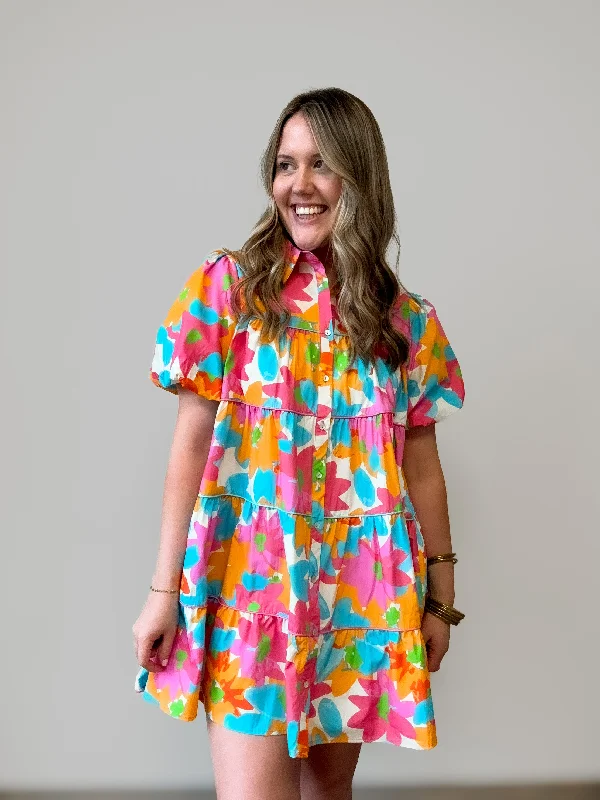 Technicolor Mini Dress Trendy Tie-Dye Mini Dress