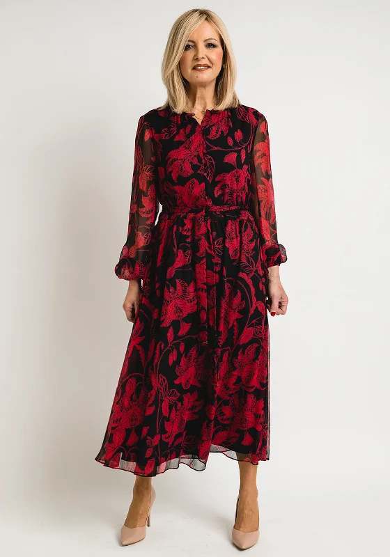 Ted Baker Womens Hadlee Vintage Floral Midi Dress, Black Comfortable Stretch Midi Dress