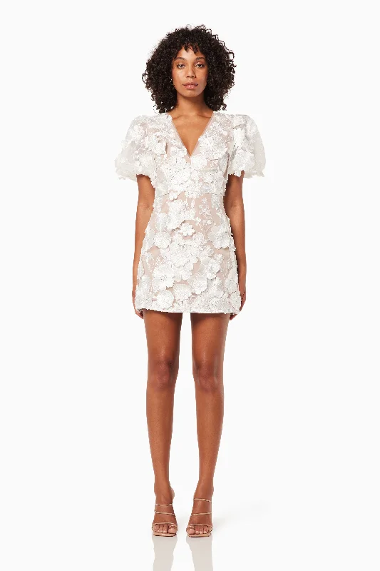 Zayla 3D Floral Mini Dress Comfortable Linen Mini Dress