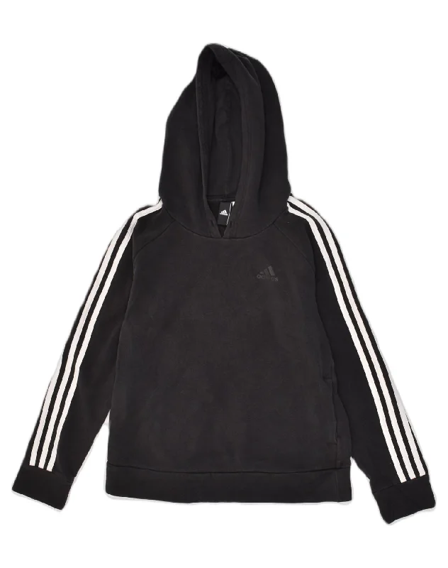 ADIDAS Womens Hoodie Jumper UK 10 Small Black Cotton Hoodie with Magnetic Closure Innovative Modern