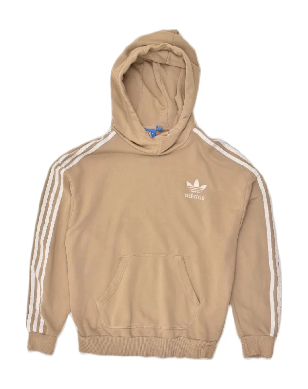 ADIDAS Womens Hoodie Jumper UK 14 Medium Beige Cotton Hoodie with Magnetic Closure Innovative Modern