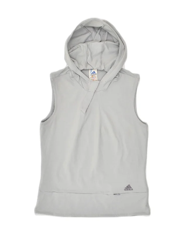 ADIDAS Womens Sleeveless Hoodie Jumper UK 12 Medium  Grey Polyamide Hoodie with Oversized Fit Loose Comfortable