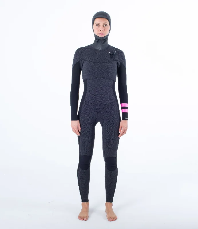 Womens Advantage Plus 5/3 Hooded Fullsuit - Graphite Black Hoodie with Stripes Bold Sporty