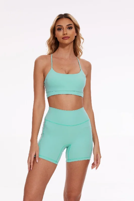 Breeze Halter Sports Bra - Mint Green Seamless Bra Design