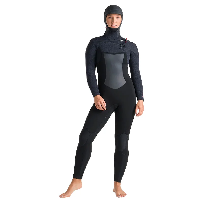 C-Skins Women's Rewired 6/5mm Hooded Chest Zip Wetsuit - Black/Black/Shade Hoodie with Crew Neck Simple Timeless