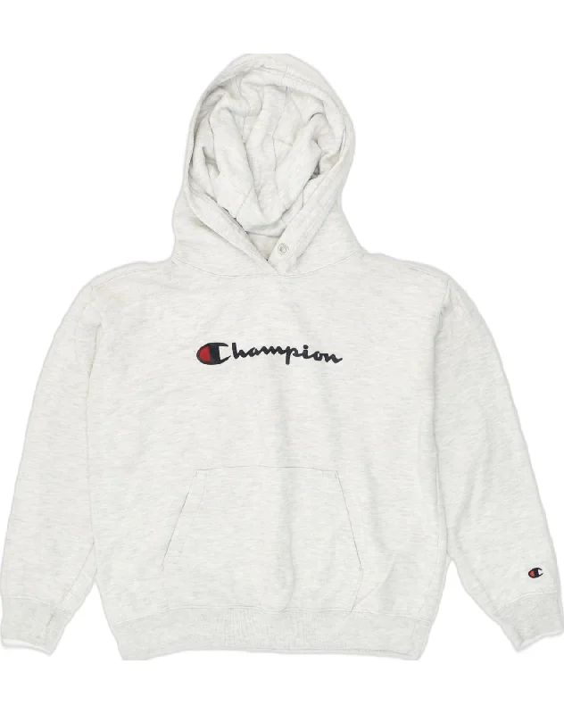 CHAMPION Womens Oversized Graphic Hoodie Jumper UK 6 XS White Cotton Hoodie Crop Top Short Trendy