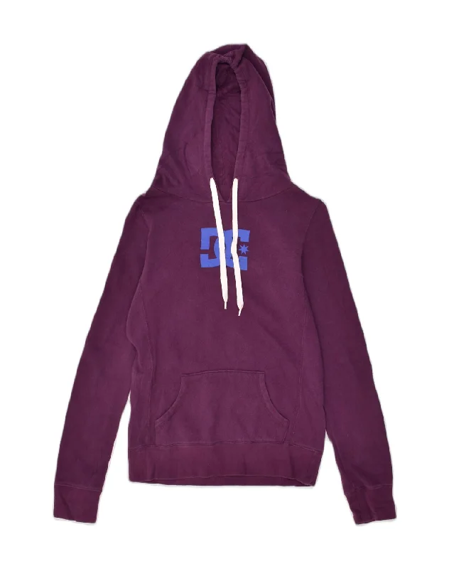 DC Womens Graphic Hoodie Jumper UK 10 Small Purple Cotton Graphic Hoodie Design Print