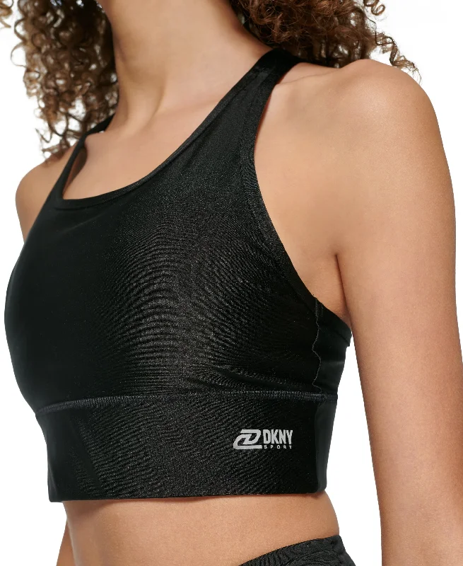 DKNY Sport Womens High Shine Low Impact Sports Bra Minimalist Wireless Bra