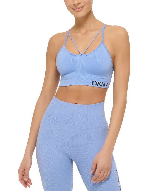 DKNY Womens Sport Strappy Low Impact Sports Bra Breathable Full Coverage