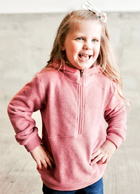 Kids Ampersand Half Zip Hoodie {Cozy Cutie-Raspberry} Hoodie with Velcro Closure Adjustable Secure