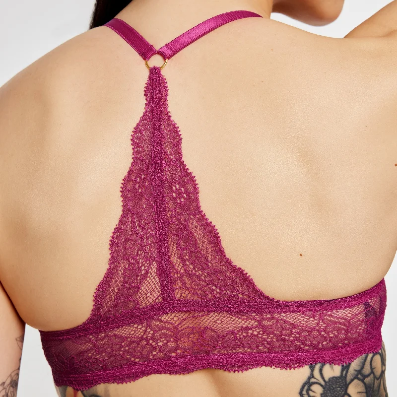 Lace Racerback Lift Up Bra Cerise Push-Up Wireless Bra