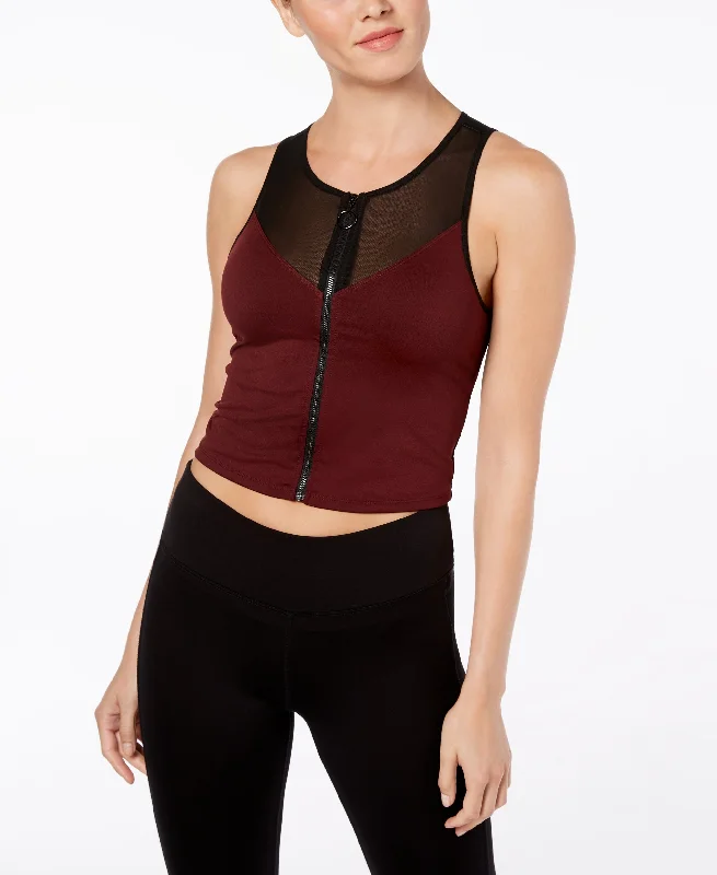 Material Girl Juniors Mesh Zippered Longline Sports Bra Adjustable Fit Bra