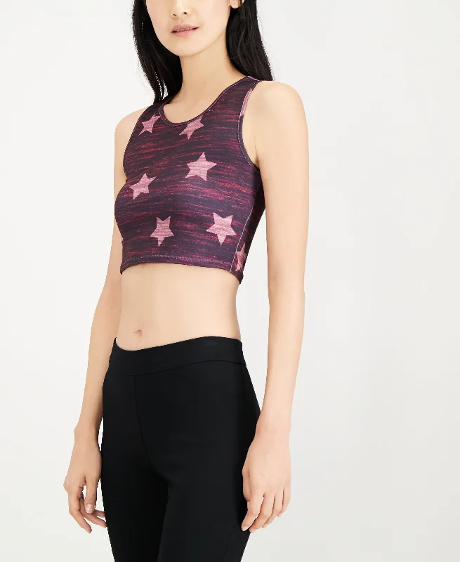 Juniors' Star-Print Sports Bra Lightly Padded Bra