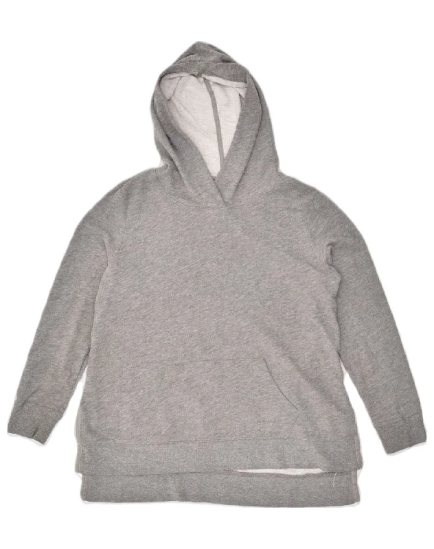 OLD NAVY Womens Hoodie Jumper UK 14 Medium Grey Cotton Hoodie with Color Block Contrast Stylish