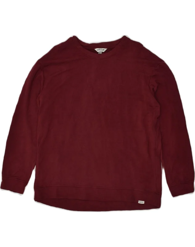 ORVIS Womens Sweatshirt Jumper UK 14 Medium Burgundy Modal Hoodie with Magnetic Closure Innovative Modern