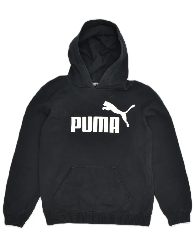 PUMA Womens Graphic Hoodie Jumper UK 18 XL Black Cotton Hoodie with Hem Drawcord Adjustable Customizable