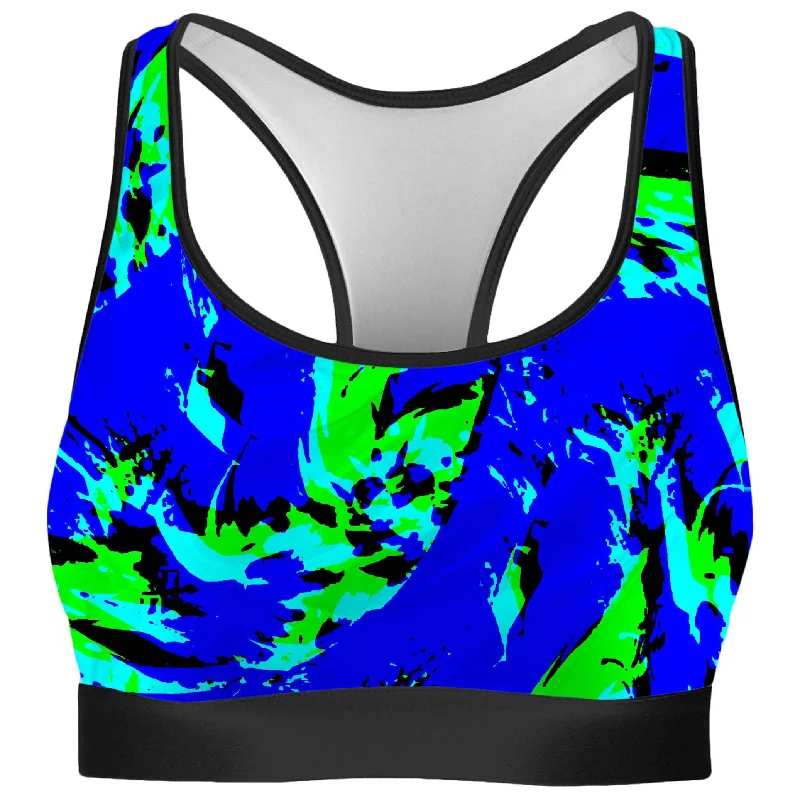 Sea Splatter Rave Graffiti Rave Bra Adjustable Fit Bra