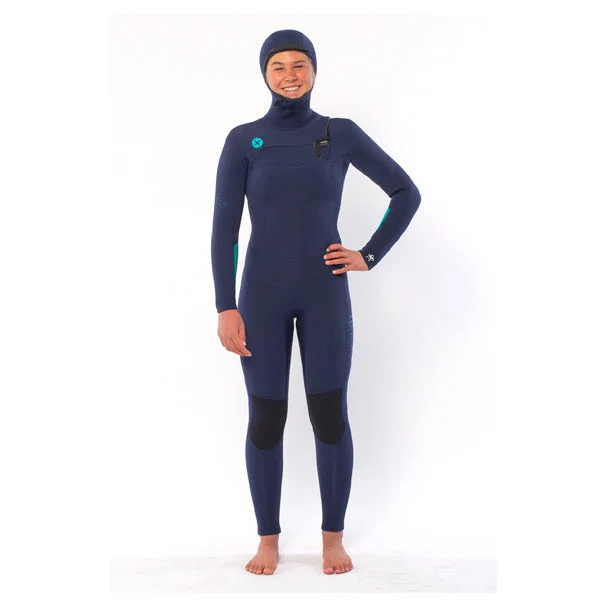 Sisstrevolution 7 Seas 5/4mm Hooded Chest Zip Wetsuit - Strong Blue Hoodie with Belted Waist Structured Tailored