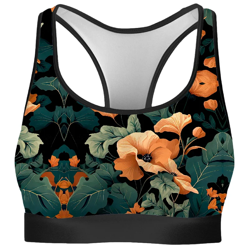 Tangerine Floral Rave Bra Active Wear Bra