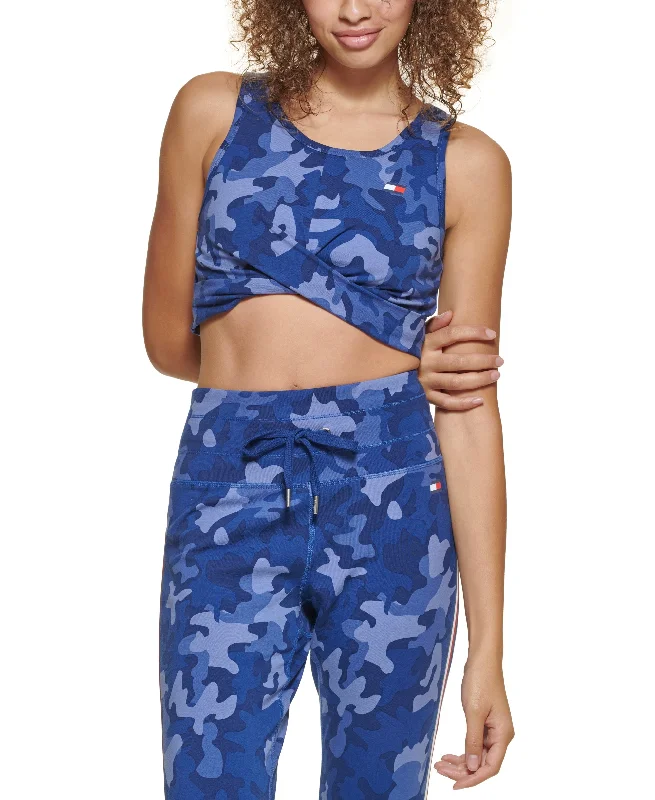 Tommy Hilfiger Sport Twist Wrap Camo Print Sports Bra Full Coverage Bralette