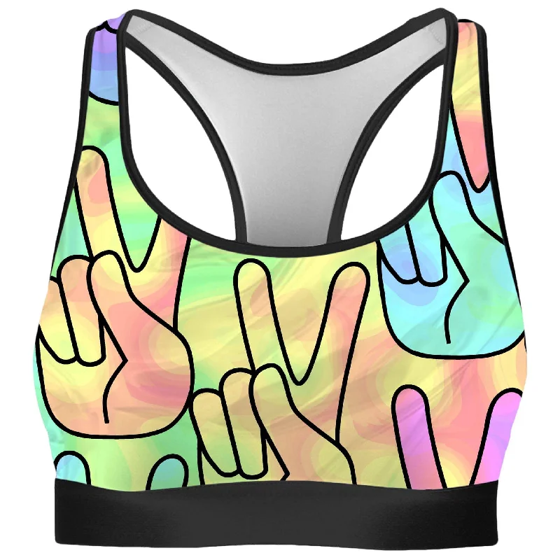 Trippy Peace Signs Rave Bra Breathable Comfort Bra