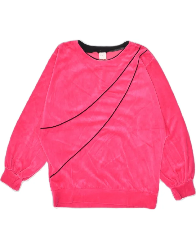 TRIUMPH Womens Velour Sweatshirt Jumper EU 38 Medium Pink Cotton Hoodie Sweatshirt Pullover