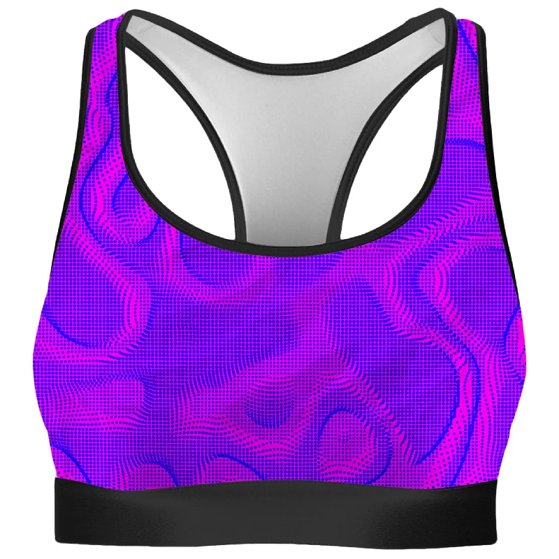 Wild Berry Halftone Rave Bra Breathable Sports Bra