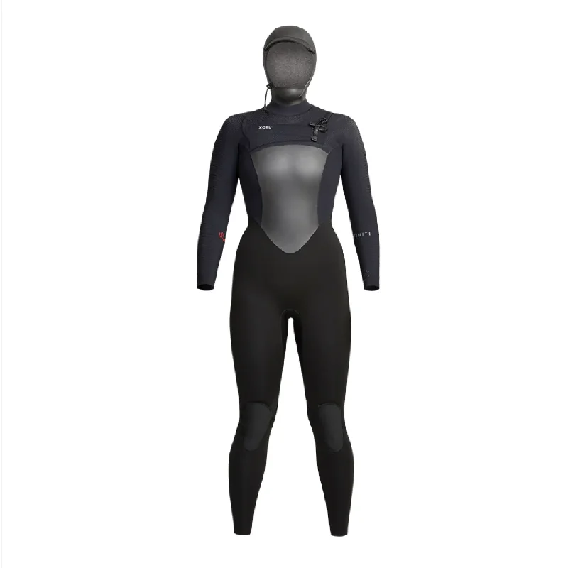 Women's Xcel Infiniti 5/4 Hooded Wetsuit Hoodie with Snap Buttons Easy Quick