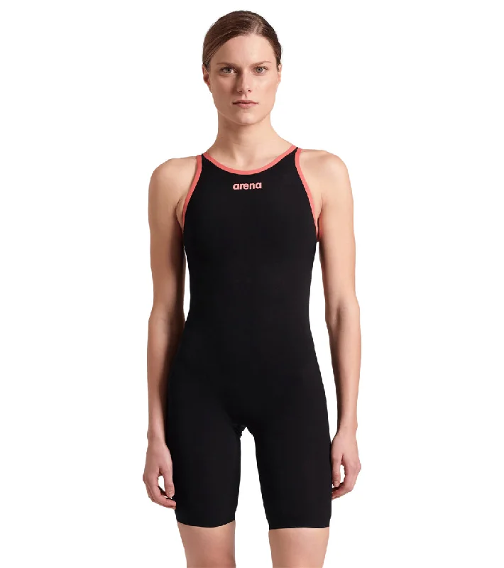 Arena Women's Powerskin Carbon Air2 SL Limited Edition Open Back Tech Suit Swimsuit Black/Biscay Bay Beachy Ruffle Bikini