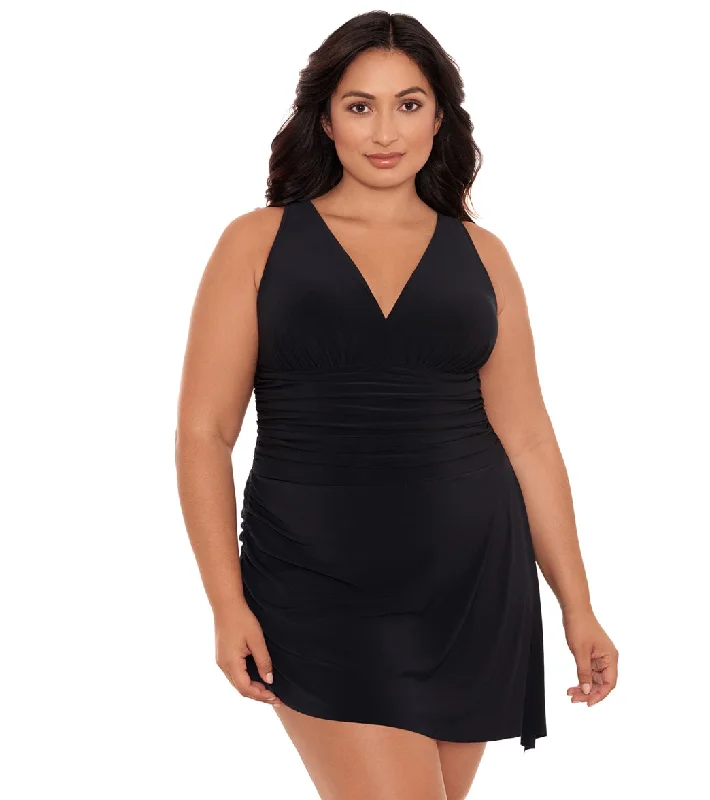 Magicsuit by Miraclesuit Women's Plus Size Celine Swim Dress Deep-V Swimsuit Design