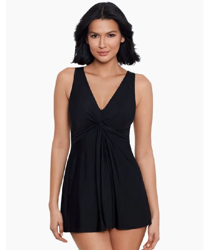 Miraclesuit Swim Must Have Marais Short Shaping DD-Cup Swim Dress - Black Timeless Black Bikini