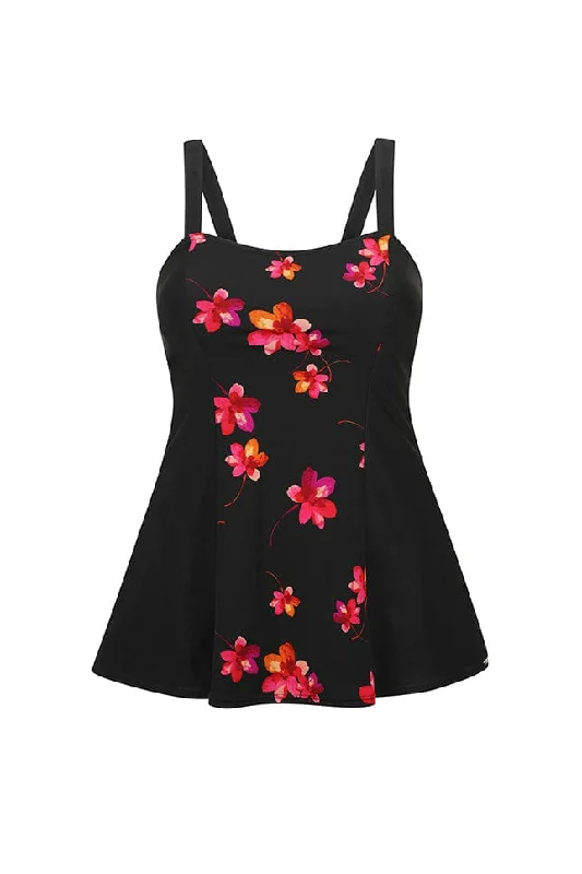 Pink Petals Chlorine Resistant Wide Strap Swim Dress - NO PANT High-Waist Bikini Set