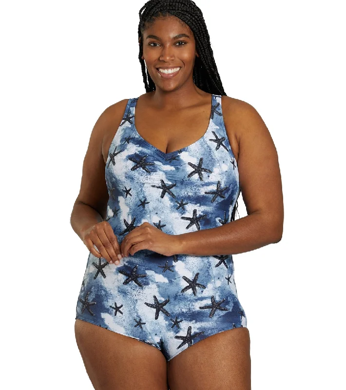 Sporti Plus Size Sanibel Island Conservative Printed Girl Leg One Piece Swimsuit Sanibel Island Sexy Cutout Swimsuit