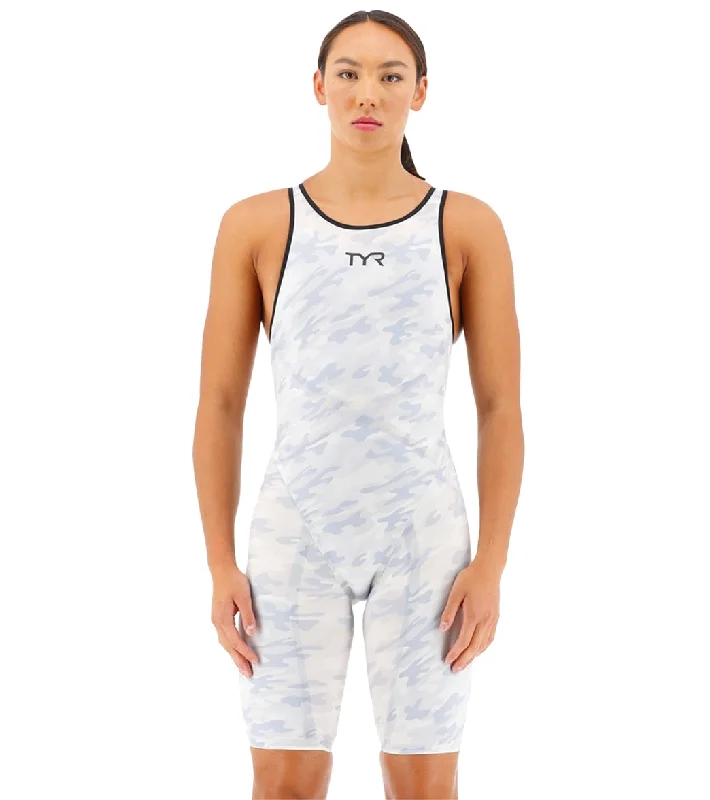 TYR Women's Venzo Camo Closed Back Tech Suit Swimsuit White Camo Full Coverage Swimsuit