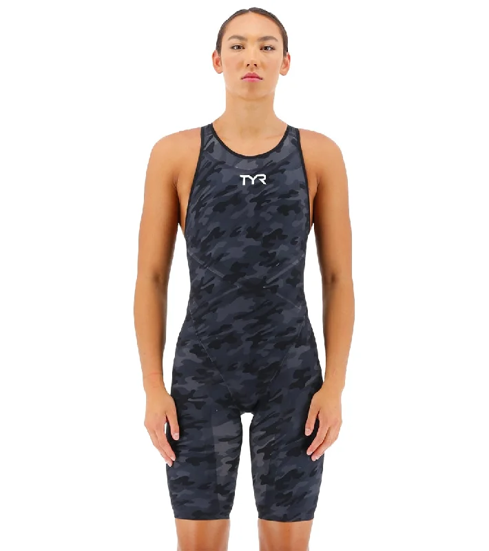 TYR Women's Venzo Camo Open Back Tech Suit Swimsuit Black Camo Classic Swimsuit Design