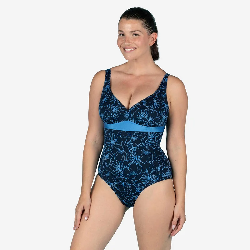 Women's 1-piece Sculpting Swimsuit Kaipearl Triki Pyva Navy Elegant Swim Dress