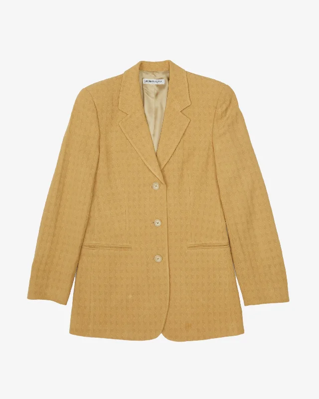 Emporio Armani Yellow Jacquard Blazer Jacket - XS Satin Fabric Silk Fabric Chiffon Fabric