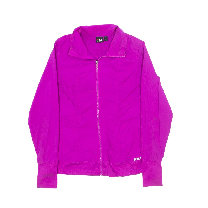 FILA Sport Ruched Track Jacket Pink Womens S Fleece Fabric Down Fabric Feather Fabric