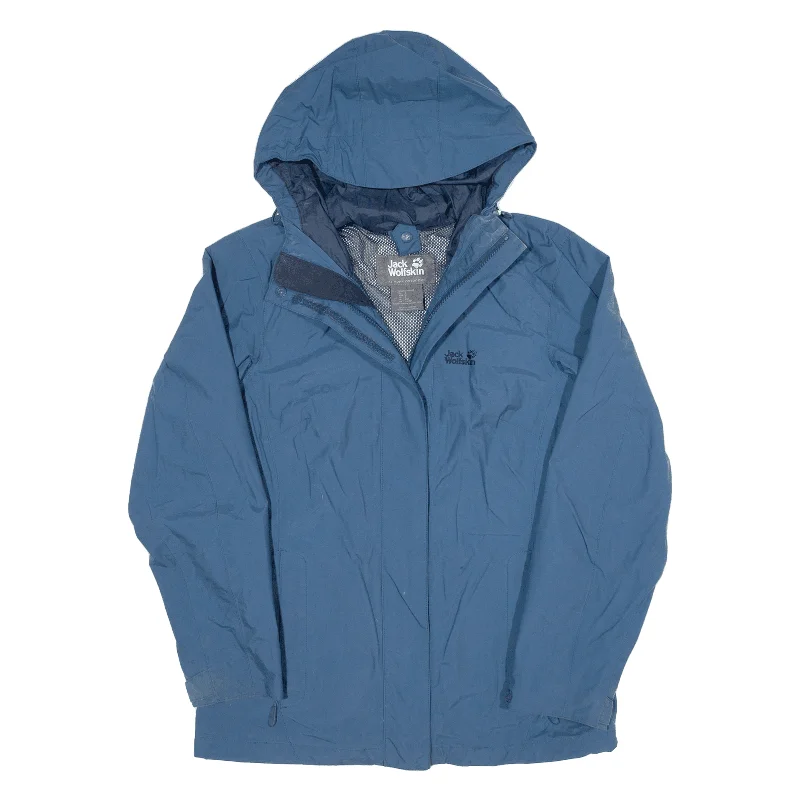 JACK WOLFSKIN Womens Rain Jacket Blue Hooded S Snapped Jacket Toggled Jacket Drawstring Jacket