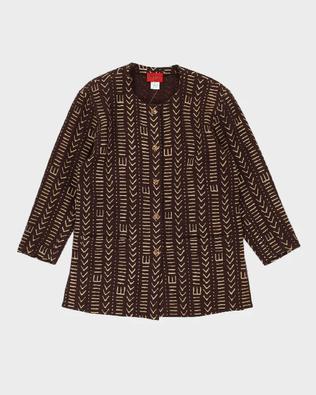 Kenzo Paris Brown Patterned Jacket - M Wool Jacket Cashmere Jacket Tweed Jacket