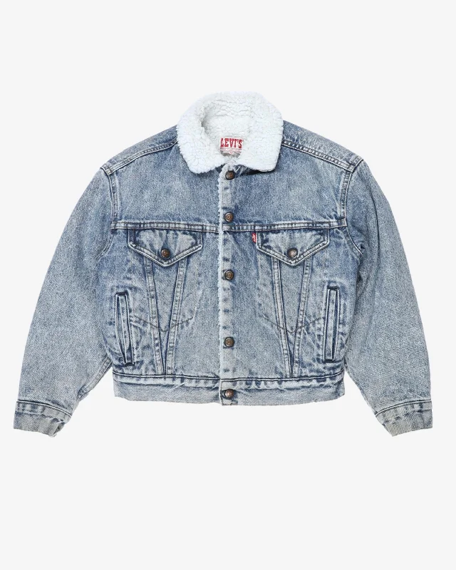 Levis Washed Blue Sherpa Lined Jacket - XXS Satin Jacket Silk Jacket Chiffon Jacket