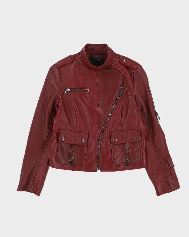 Marc Jacobs Burgundy Leather Jacket - XS Rayon Fabric Velvet Fabric Corduroy Fabric