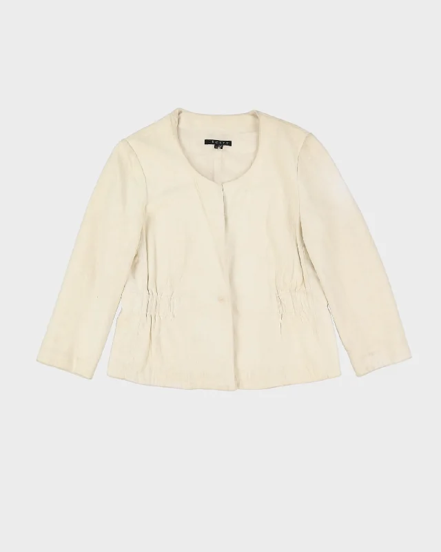 Theory White Leather Jacket - S Jersey Jacket Tulle Jacket Batik Jacket