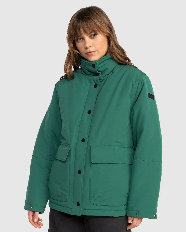 Womens This Time Puffer Jacket Hoodie Zip-Up Jacket Button-Up Jacket