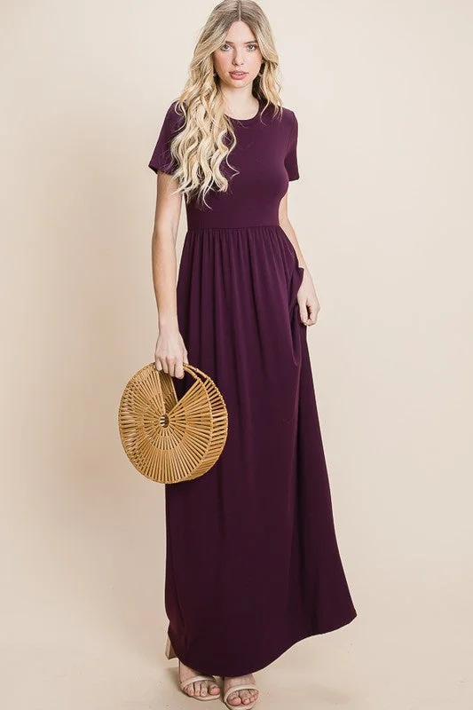 Eggplant Maxi Dress Cozy Ruffle Sleeve Maxi Dress