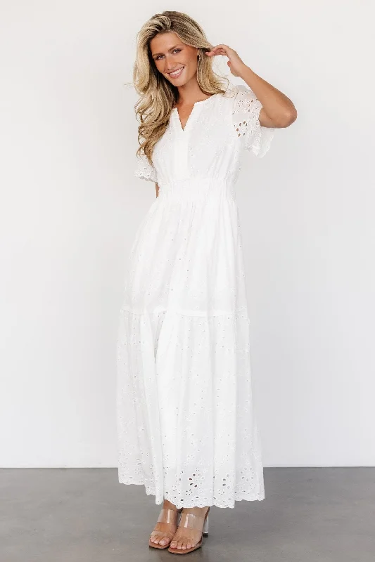 Hyacinth Eyelet Maxi Dress | Off White Fashionable Layered Maxi Dress