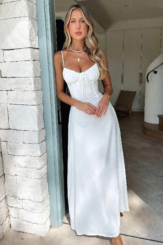 Magdalena Maxi Dress - White Elegant Wraparound Maxi Dress