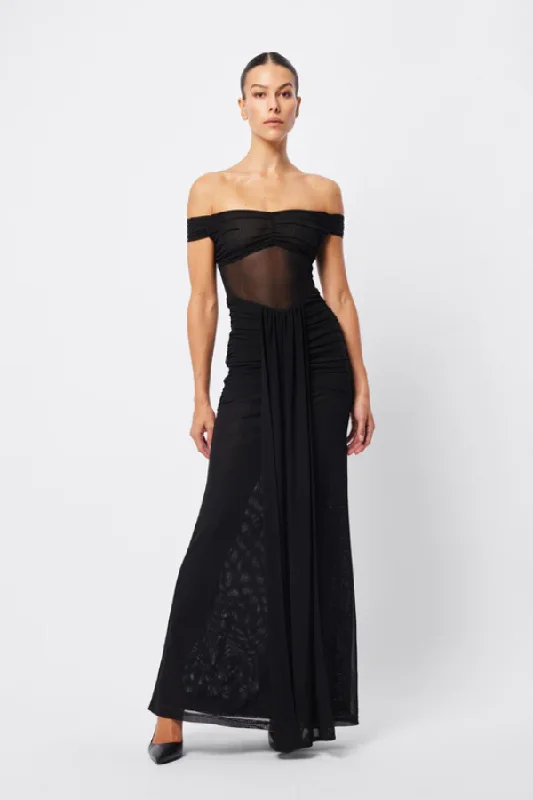 Rebound Off Shoulder Maxi Dress Black Chic Off-Shoulder Maxi Dress